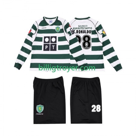 Billige Fotballdrakter Sporting Lisbon Cristiano Ronaldo 28 2001 2003 Barn Retro Hjemmedraktsett Langermet